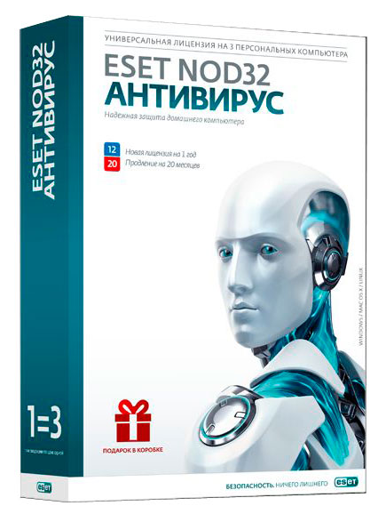 Антивирус Eset NOD32 Антивирус + Bonus + расширенный фун - ун лиц на 1 год на 3ПК или прод на 20 мес, BOX (12мес) (NOD32-ENA-1220(BOX)-1-1)